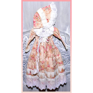 BJD Volks Super Dollfie SD13 SD Size Rose Dress Bonnet Balljointed Doll Outfit